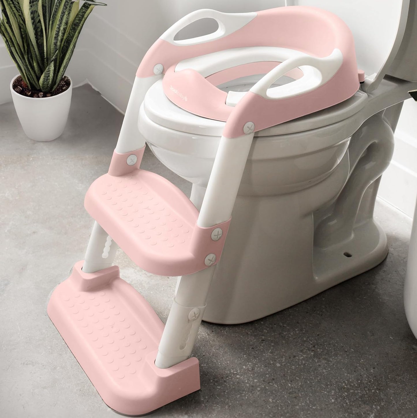 Jool Baby Potty Training Seat with 2 Step Ladder for Toddlers - Splash Guard, Adjustable Height (Gray)