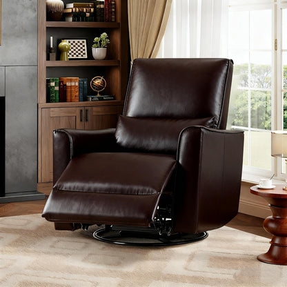 IDEALHOUSE Swivel Rocking Nursery Recliner Chair Rocker Recliner Glider Deep Seat PU Leather Sofa Chair with high Backrest for Nursery, Living Room, Bedroom & Home Movie Theater (Chocolate)