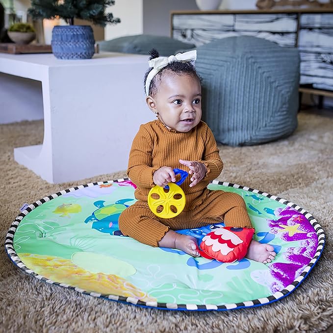 Baby Einstein Sea Floor Explorers 2-in-1 Water Mat, Portable Tummy Time, Activity Play Gym, Sensory Toys, Ages Newborn and Up