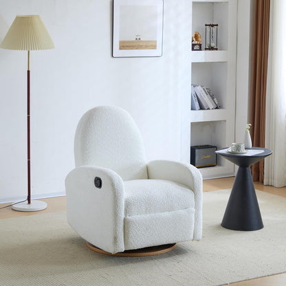 GDFStudio Swivel Glider Recliner Chair Nursery Rocker Recliner Chair with Boucle Upholstered High Back Single Seat Sofa Chair with Deep Seat Manual Nursing Reclining for Living Room, Light Green