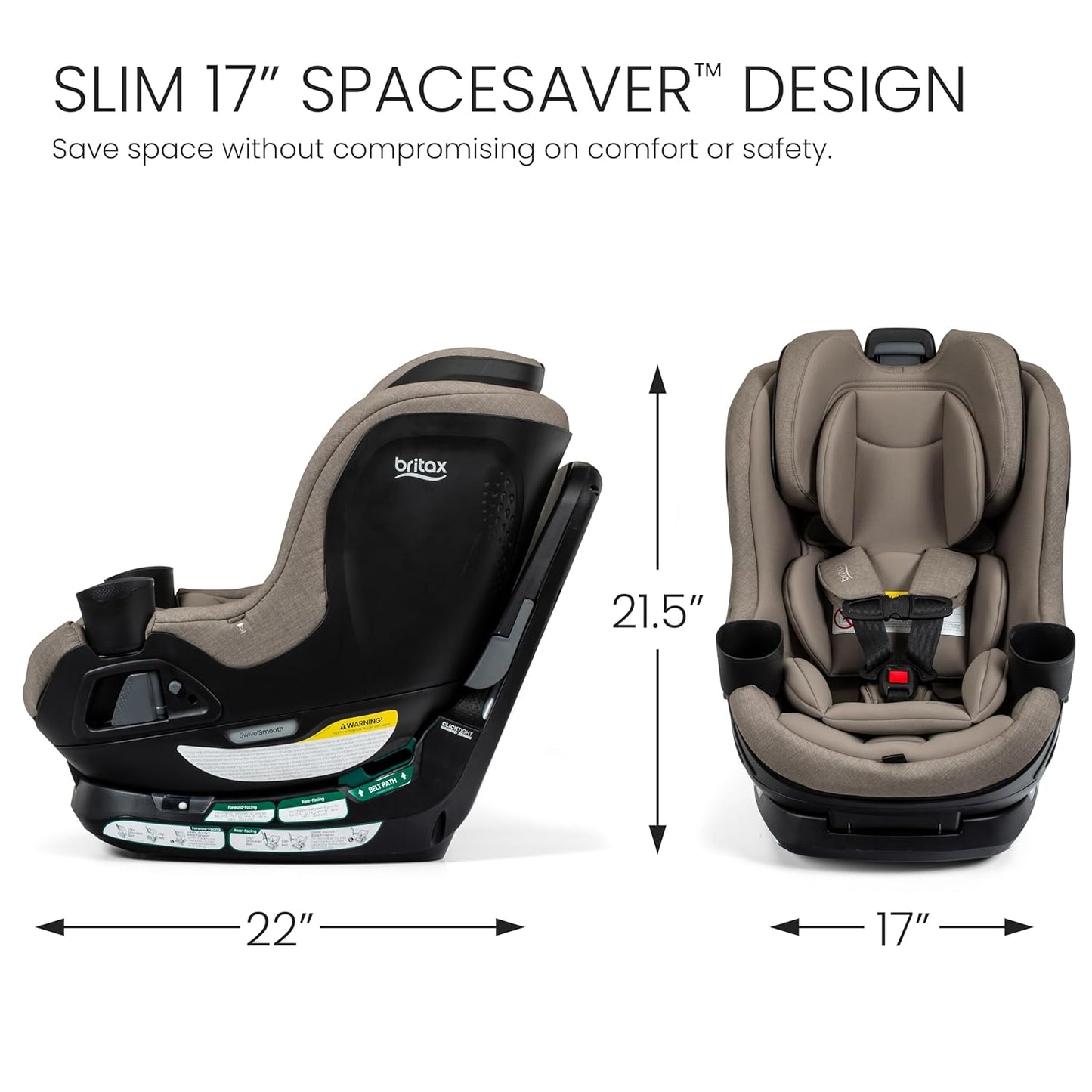 Britax Galaxy360 Slim Rotating Convertible Car Seat with SwivelSmooth Steel Ring – Teak