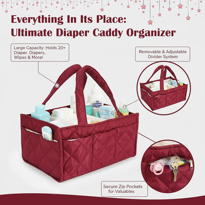 Baby Diaper Caddy Organizer, Nursery Storage Basket for Newborn Essentials, Travel Baby Basket for Diapers Baby Wipes, Organizer Tote Bag Storage Bin, Baby Shower Gifts (Mint Green)