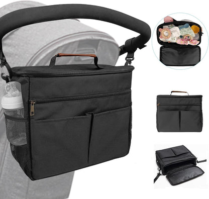 Miracle Baby Stroller Organizer Bag for Mom,Universal Stroller Storage Caddy Diaper Bag- Compatible with Most Stroller - Multifunctional Larg(Grey Star)