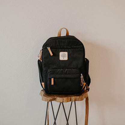 Parker Baby Co. Diaper Backpack - Full Zip Diaper Bag with Insulated Pockets - Black