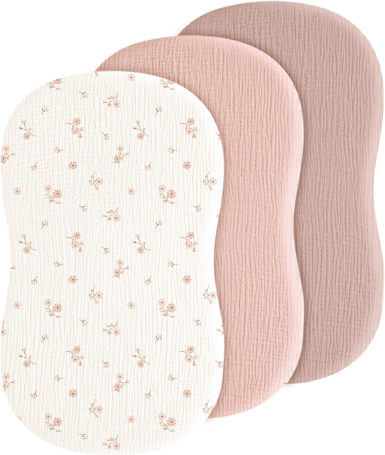 Muslin Bedside Sleeper Bassinet Fitted Sheets, 3 Pack Cotton Baby Sheet for Boys & Girls, Soft, Compatible with Baby Delight, Dream On Me, AMKE and Other Rectangle Mattress (Nightfall Blue)