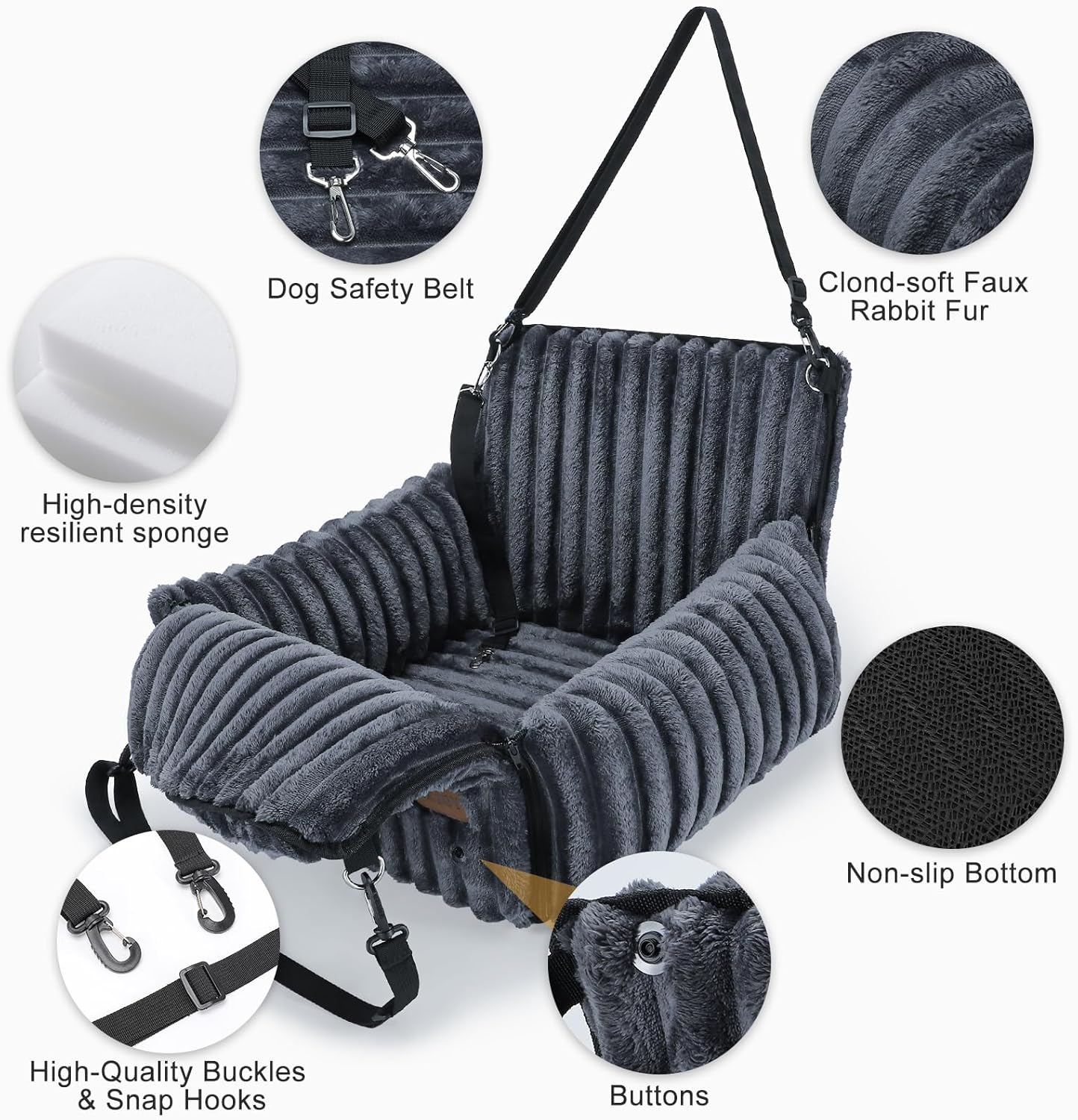 MIXJOY 6-in-1 Dog Car Seat for Small/Medium Dogs up to 25 lbs, Multi-Functional Dog Carrier for Car with Detachable Washable Cover, Pet Travel Bed with Clip-On Safety Leash, Beige