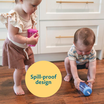 The First Years Squeeze & Sip Toddler Straw Cups - Squeezable Transition Sippy Cup with Silicone Straw - Toddler Feeding Supplies - 7 Oz - 3 Count - Ages 6 Months and Up