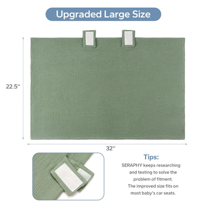 SERAPHY 2-in-1 Muslin Baby Car Seat Cover & Nursing Cover, Soft Lightweight Breastfeeding Cover for Boys and Girls,Breathable Canopy for Infant Carseat & Stroller for Summer—Blueberrie