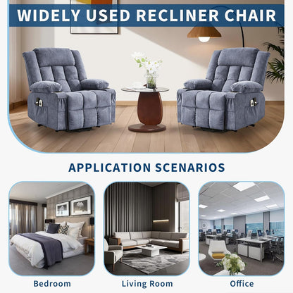 Rocking Recliner Chair for Adults Wide 360° Swivel Rocker Recliner with Cup Holder Nursery Glider with Upholstered Deep Seat Linen Lazy boy Chair for Living Room Browm