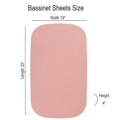 Onacosht Muslin Bassinet Sheets 3 Pack, 100% Cotton Baby Fitted Sheet 33" x 19" Compatible with Mika Micky, KoolaBaby (3 in 1), BabyBond, HARPPA and RICUTON Bedside Bassinet, Green, Floral and Cactus