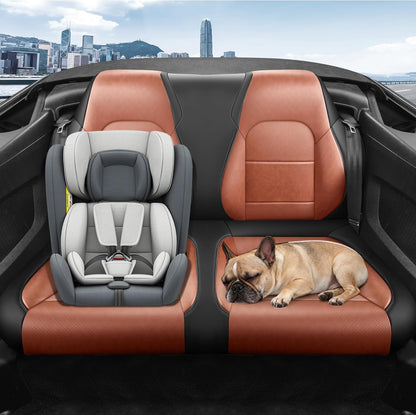 Custom Fit Ford Mustang Convertible Seat Cover 2015 2016 2017 2018 2019 2020 2021 2022 2023 2024 2025 2026, Faux Leather Car Seat Cover Full Set (Convertible-Red+Balck)