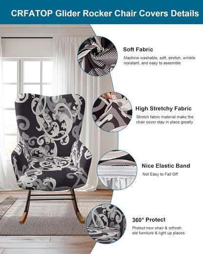 CRFATOP Jacquard 1 PC Nursery Rocking Chair Recliner Covers Upholstered Glider Rocker Banquet Armchair Slipcover Stretch Accent Chairs Furniture Protector for Living Room Bedroom Offices,Green