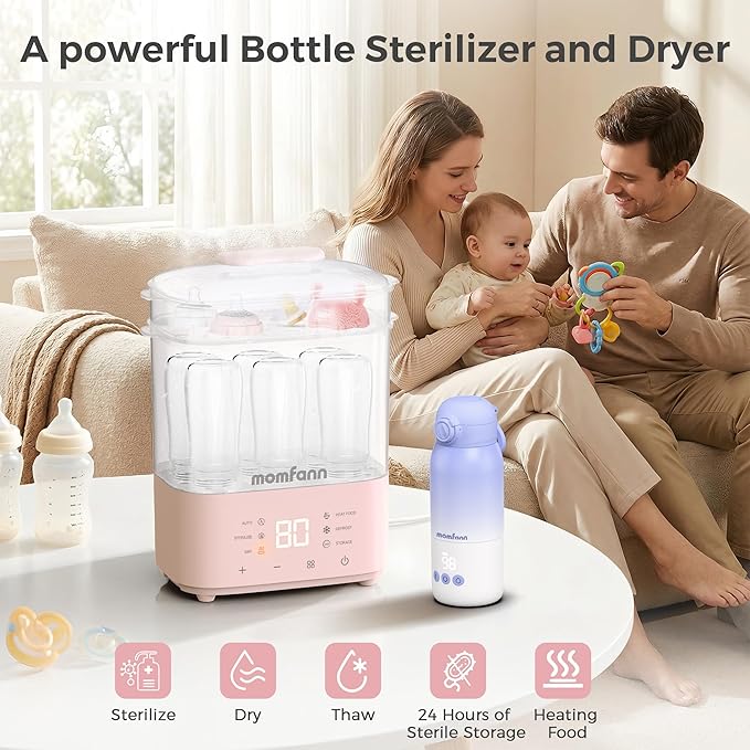 Bottle Sterilizer and Dryer, Compact Electric Steam Baby Bottle Sterilizer丨Esterilizador de Biberones for Baby Bottles, Pacifiers, and Pump Parts, Large Capacity