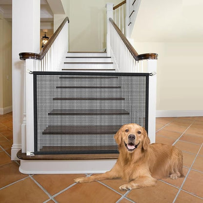Dog Gate for Stairs Pet Gates for The House: Dog Gate Indoor Dogs Screen Mesh Gate for Doorways Stairways 29 inches Tall, 30 inch Wide, Fits Openings 24'' to 27'' Wide