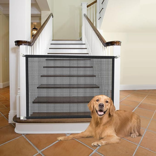Dog Gate for Stairs Pet Gates for The House: Dog Gate Indoor Dogs Screen Mesh Gate for Doorways Stairways 29 inches Tall, 34 inch Wide, Fits Openings 28'' to 31'' Wide