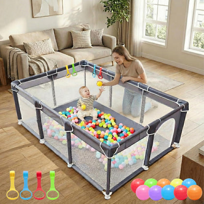 Orian Baby Playpen 50x50 Large Play Yard for Babies and Toddlers, Indoor Outdoor Playpen, Sturdy Baby Play Pen with Mesh Sides, Safe Baby Fence Play Area, Assembly Required/Not Portable, w Storage Bag