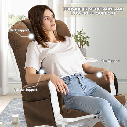BECHAEO 5PCS Suede Glider Rocker Replacement Cushions with Ottoman Cover Thicken Soft Rocking Chair Cushion Set for Indoor Nursery Glider Rocking Chair, Blue