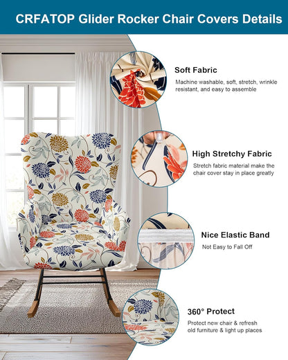 CRFATOP Jacquard 1 PC Nursery Rocking Chair Recliner Covers Upholstered Glider Rocker Banquet Armchair Slipcover Stretch Accent Chairs Furniture Protector for Living Room Bedroom Offices,Green