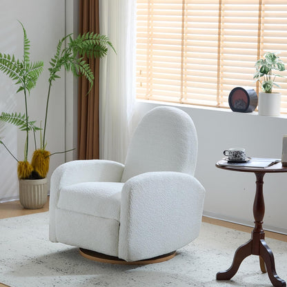 GDFStudio Swivel Glider Recliner Chair Nursery Rocker Recliner Chair with Boucle Upholstered High Back Single Seat Sofa Chair with Deep Seat Manual Nursing Reclining for Living Room, Light Green