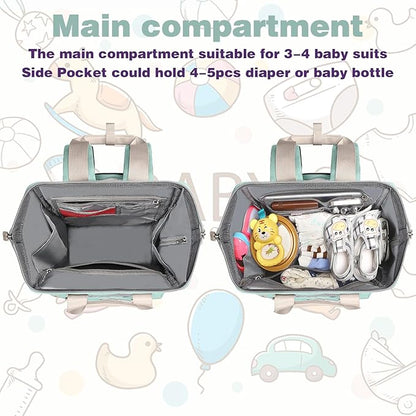 Jiefeike Diaper Bag Backpack,Green diaper bags for baby girl boy, girl diaper bag backpack, Insulated Pockets Portable toddler diaper bag RFID Anti-Theft Pocket