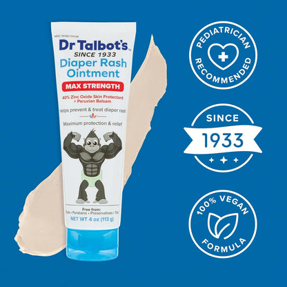 Dr. Talbot's Baby Diaper Rash Ointment - 2 oz - Zinc Oxide Skin Protectant with Peruvian Balsam - Treats and Prevents Rash