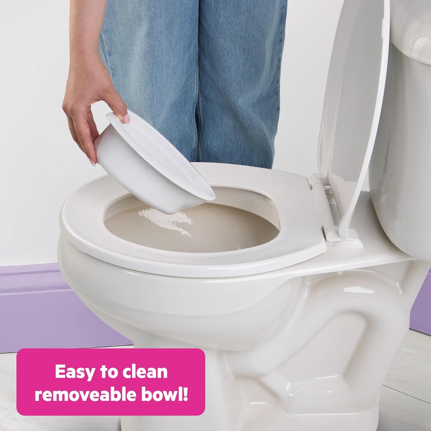 Bright Starts Disney Junior Minnie Mouse My Size Potty Training Toilet, Toddler Potty Chair with Flushing & Cheering Sounds, Removable Seat with Splash Guard & Handles, Ages 18+ Months, Up to 50 lbs