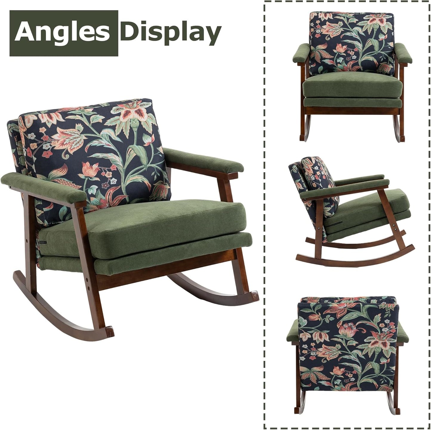 Rocking Accent Chair, Nursery Upholstered Glider Cozy Small Rocker Rocking Chair for Adult, Comfy Side Modern Arm Chair for Living Room/Bedroom/Offices/Balcony-White