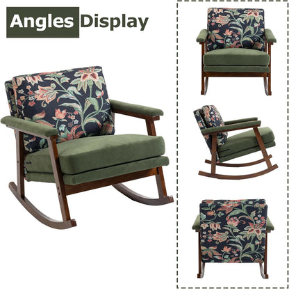 Rocking Accent Chair, Nursery Upholstered Glider Cozy Small Rocker Rocking Chair for Adult, Comfy Side Modern Arm Chair for Living Room/Bedroom/Offices/Balcony-White