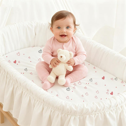 Bedside Sleeper Bassinet Fitted Sheets 20 x 33, 3 Pack Baby Delight Beside Me Dreamer,Babybond,Jimglo,koola,cowiewie,fodoss, Dream On Me Baby Square Bassinet, Pink Animal