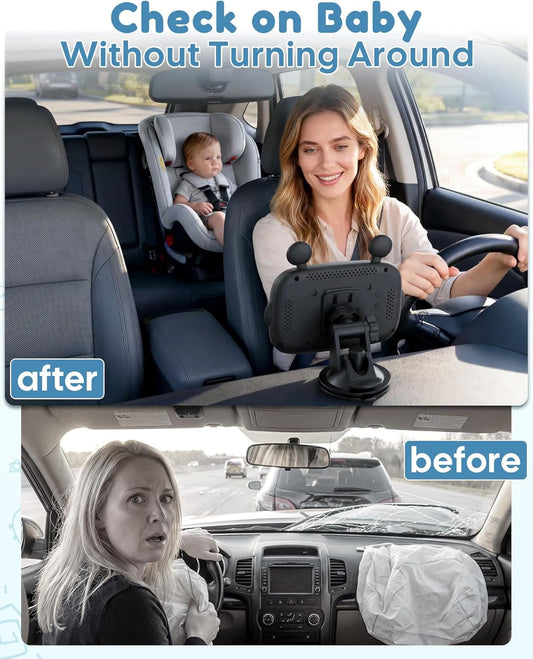HD 1080P Day& Night Vision Car Seat Camera - Easy to Install 150° Wide Angle Baby Car Camera for Full Backseat View - Brightness Adjustment Monitor Fits Most Cars,SUVs,Trucks