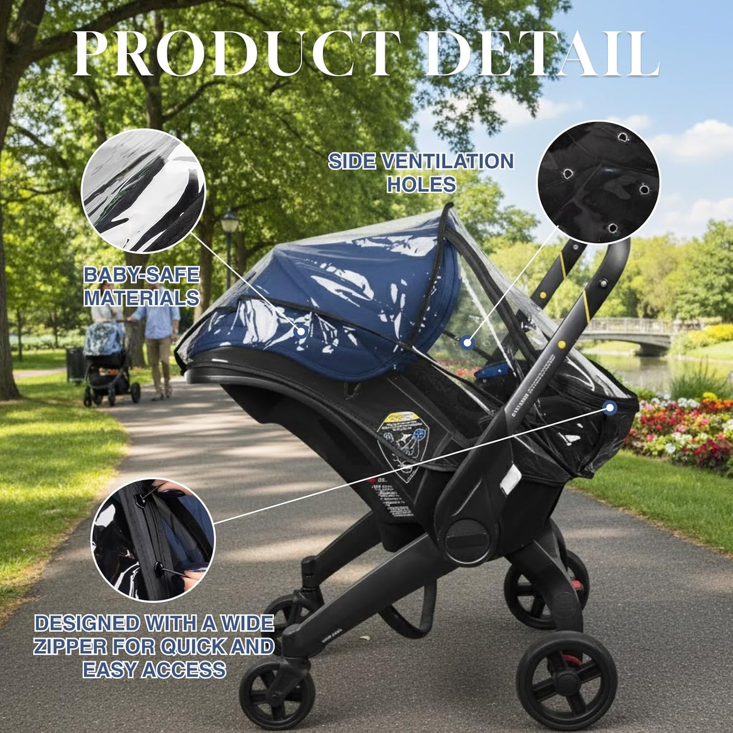 Car Seat Rain Cover, Compatible with Doona Infant Car Seat Stroller, Food Grade EVA with Side Ventilation - Waterproof Windproof Protection Against Rain Snow Wind Dust Cold