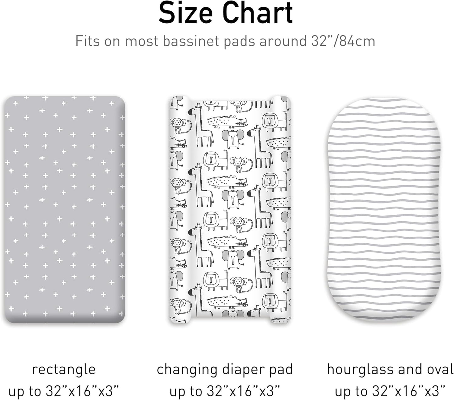 Bedside Sleeper Bassinet Fitted Sheets 20 x 33, 3 Pack Baby Delight Beside Me Dreamer,Babybond,Jimglo,koola,cowiewie,fodoss, Dream On Me Baby Square Bassinet, Pink Animal