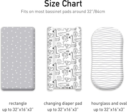 Bedside Sleeper Bassinet Fitted Sheets 20 x 33, 3 Pack Baby Delight Beside Me Dreamer,Babybond,Jimglo,koola,cowiewie,fodoss, Dream On Me Baby Square Bassinet, Pink Animal