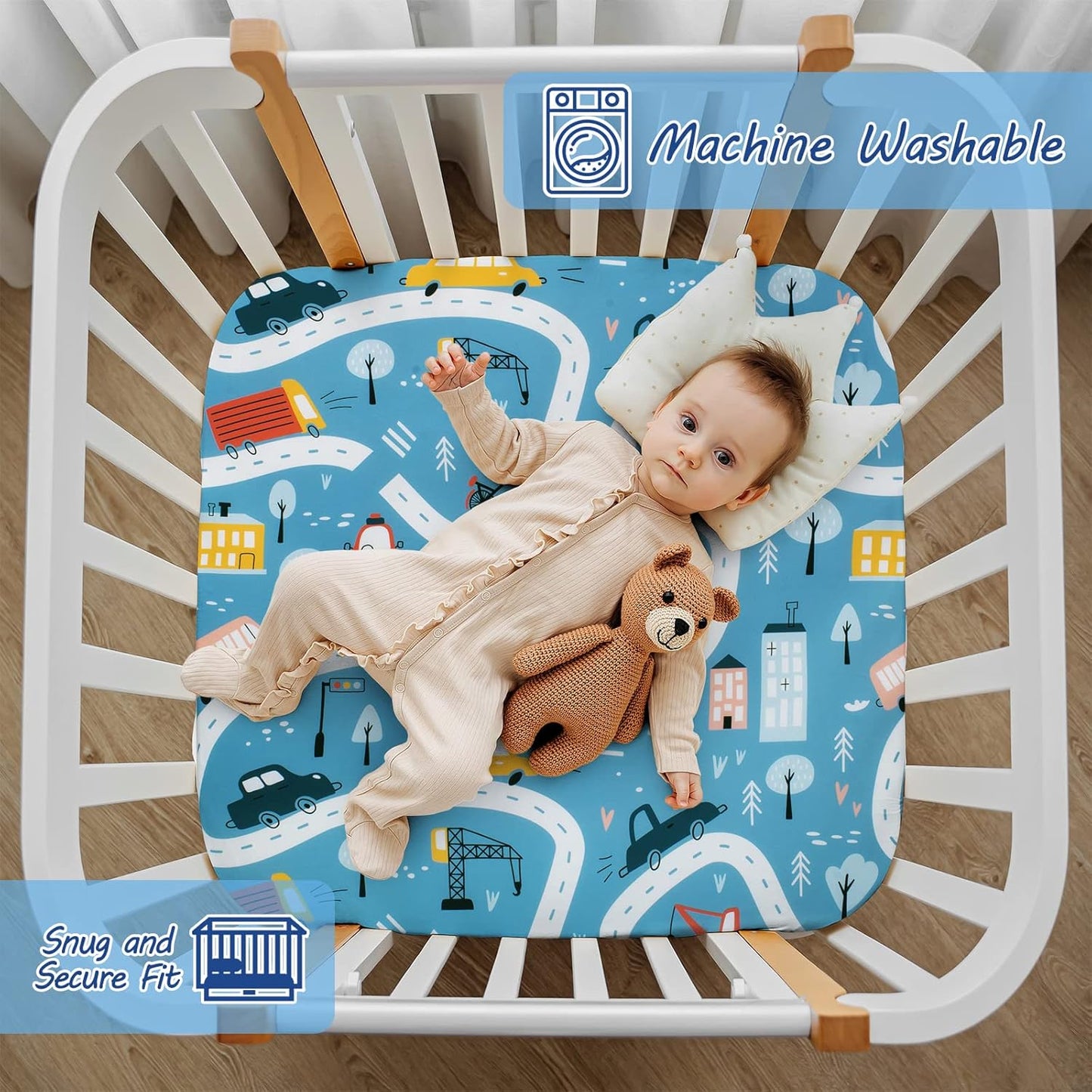 Cloele Square Playard Fitted Sheet 36x36, Ultra Soft Polyester Playpen Sheet for Baby & Pet, Dogs Pattern Pack and Play Crib Sheets, Portable Playard Mattress Cover