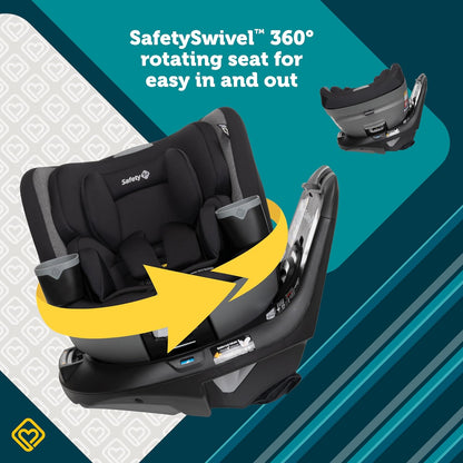 Safety 1st Turn and Go 360 ST Rotating All-in-One Convertible Car Seat, SafetySwivel Technology, SecureTech Installation, 3-in-1 Rear-Facing, Forward-Facing, Booster, 5-100 lbs, Siberian Caviar