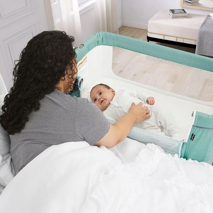 Dream On Me Zimal Bassinet & Bedside Sleeper/Breathable Mesh Panels/Airflow & Easy Visibility/Adjustable Height Options/Lightweight/Mobile/BSA Certified/Mint