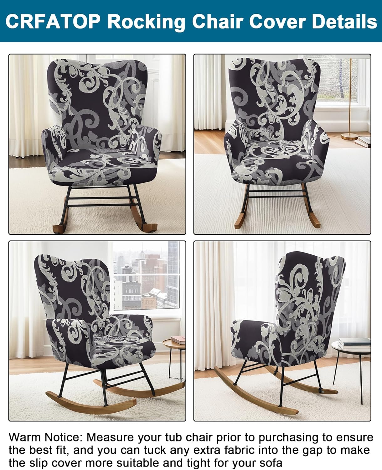 CRFATOP Jacquard 1 PC Nursery Rocking Chair Recliner Covers Upholstered Glider Rocker Banquet Armchair Slipcover Stretch Accent Chairs Furniture Protector for Living Room Bedroom Offices,Green