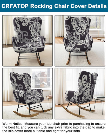 CRFATOP Jacquard 1 PC Nursery Rocking Chair Recliner Covers Upholstered Glider Rocker Banquet Armchair Slipcover Stretch Accent Chairs Furniture Protector for Living Room Bedroom Offices,Green