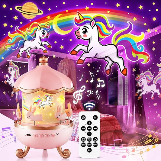 Staryou Sound Machine Baby Night Light Projector, 15 White Noise | 21 Colors | 15 Films Toddler Night Light for Kids, Remote Control Baby White Noise Machine, Unicorn Toys for Girls