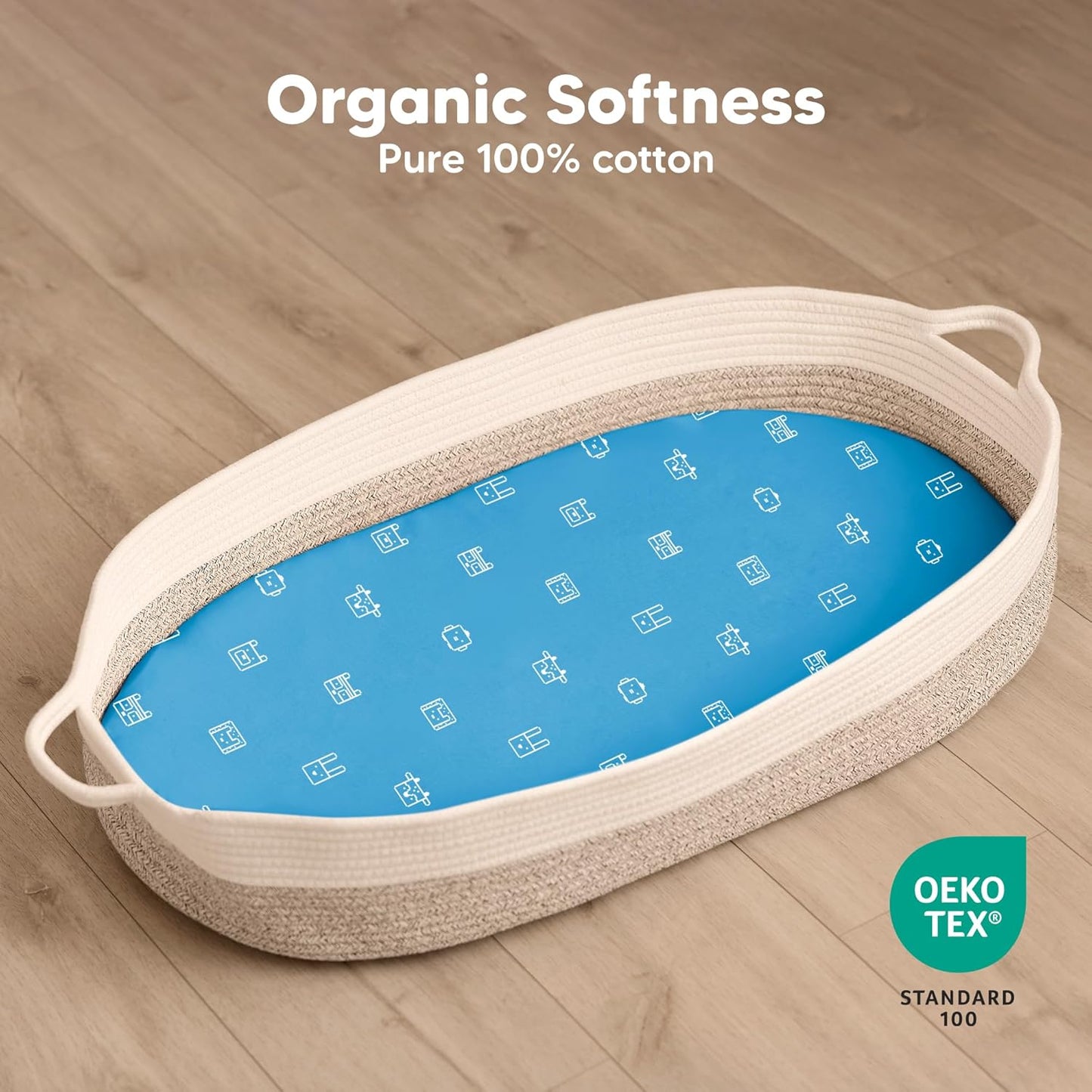 2-Pack Organic Bassinet Sheets for Girls, Boys - 100% Cotton Bassinet Mattress Sheets Compatible with Halo Bassinest Swivel Sleeper, Graco, Baby Delight, Chicco, Unisex Fitted Bassinet Sheets (Elly)