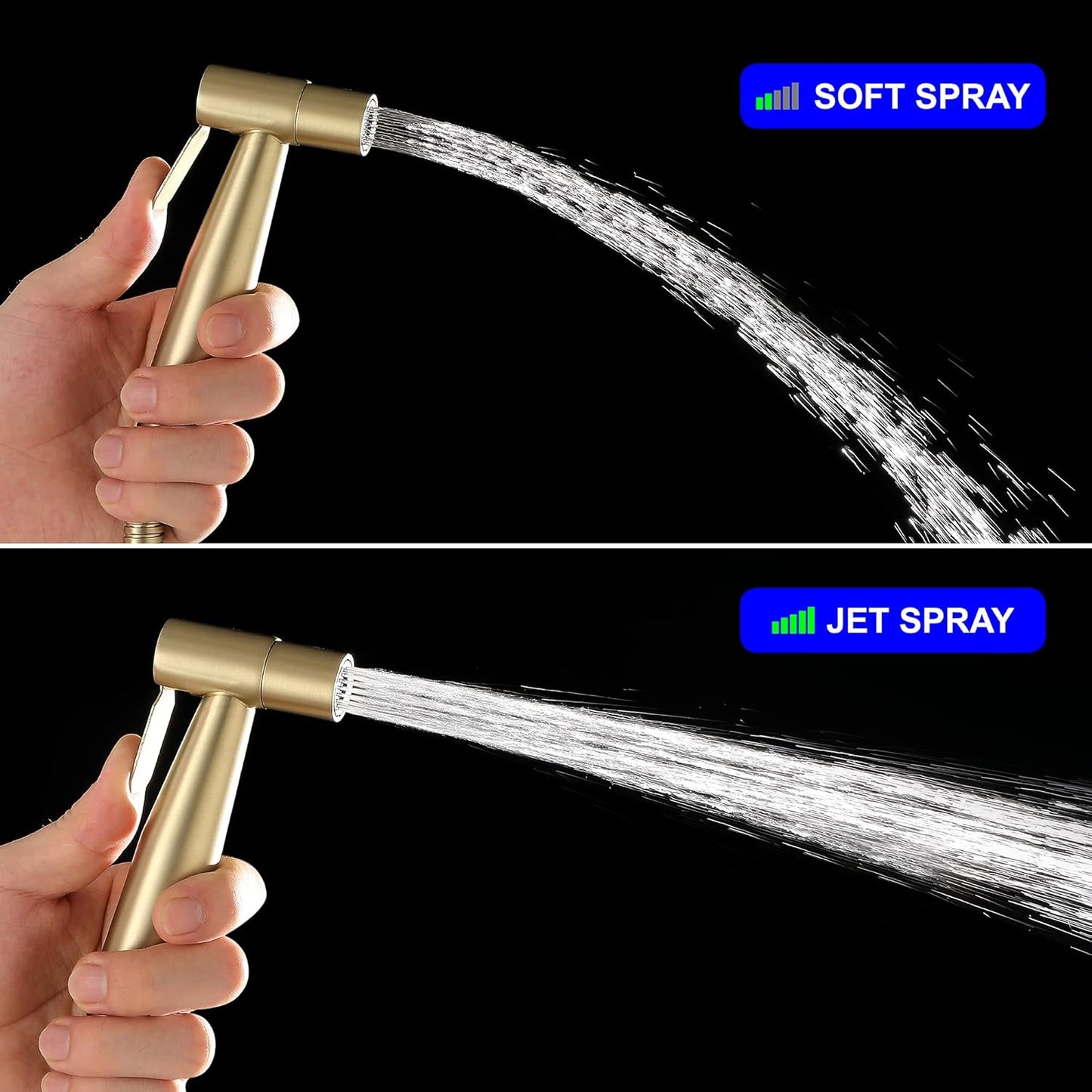 SHAMANDA Handheld Bidet Sprayer for Toilet, Stainless Steel Baby Cloth Diaper Sprayer Kit, Bathroom Toilet Bidet Attachment Set for Bathing Pets Feminine Hygiene, Matte Black BDS01-7