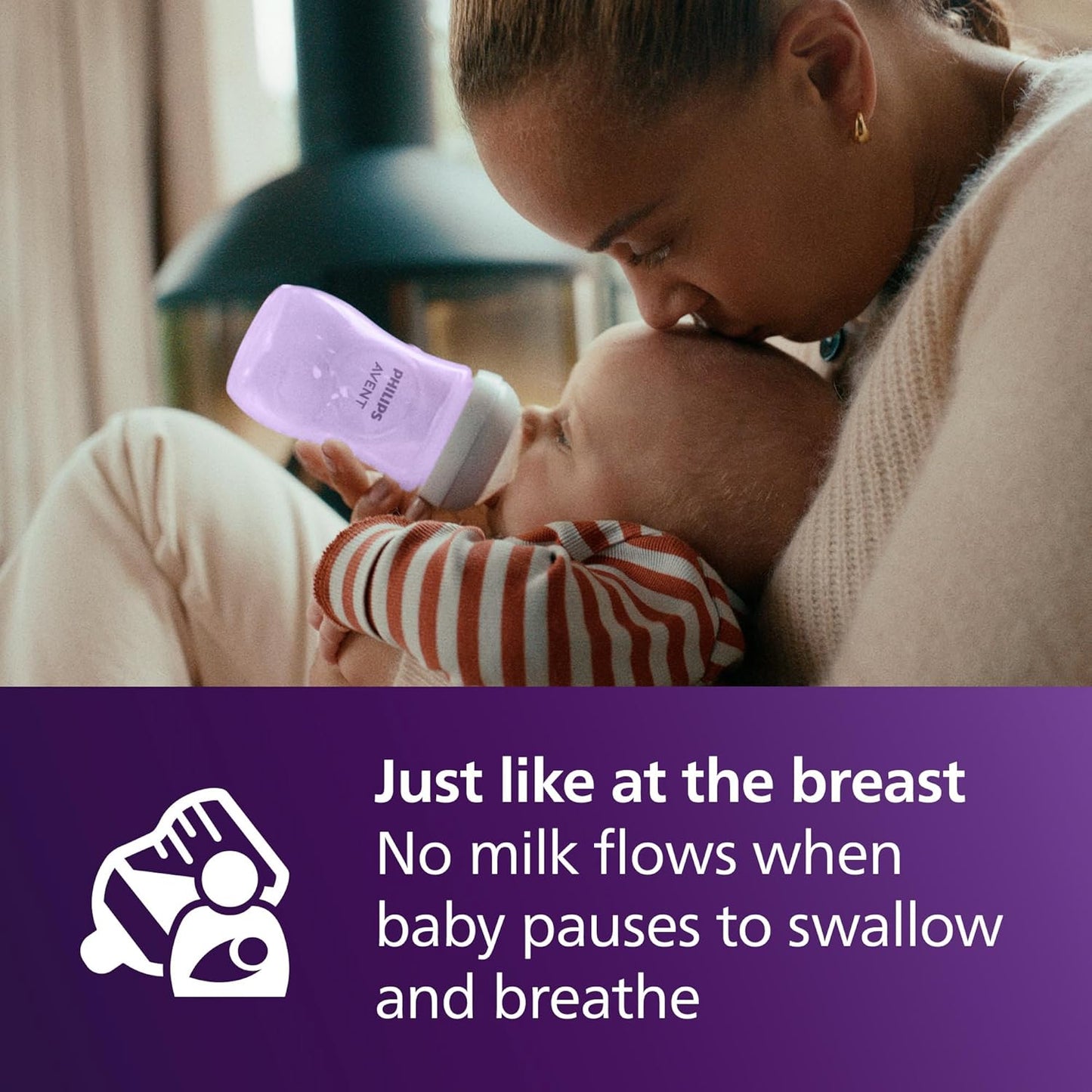Philips Avent Natural Baby Bottles with Natural Response Nipples (Slow Flow, Flow 2), 4oz, 4-Pack, SCY900/04
