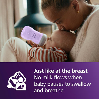Philips Avent Natural Baby Bottles with Natural Response Nipples (Slow Flow, Flow 2), 4oz, 4-Pack, SCY900/04