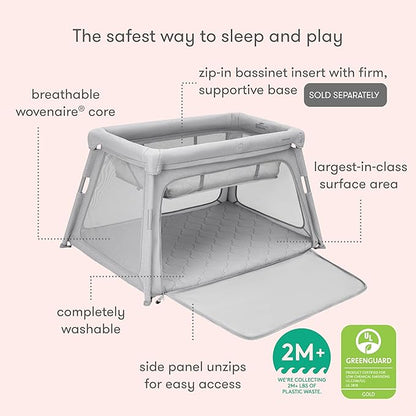 Newton Baby Deluxe Travel Crib & Play Yard | Largest in Class, Breathable, Washable Mattress, Foldable Playpen for Toddlers, Travel Bag, Grey