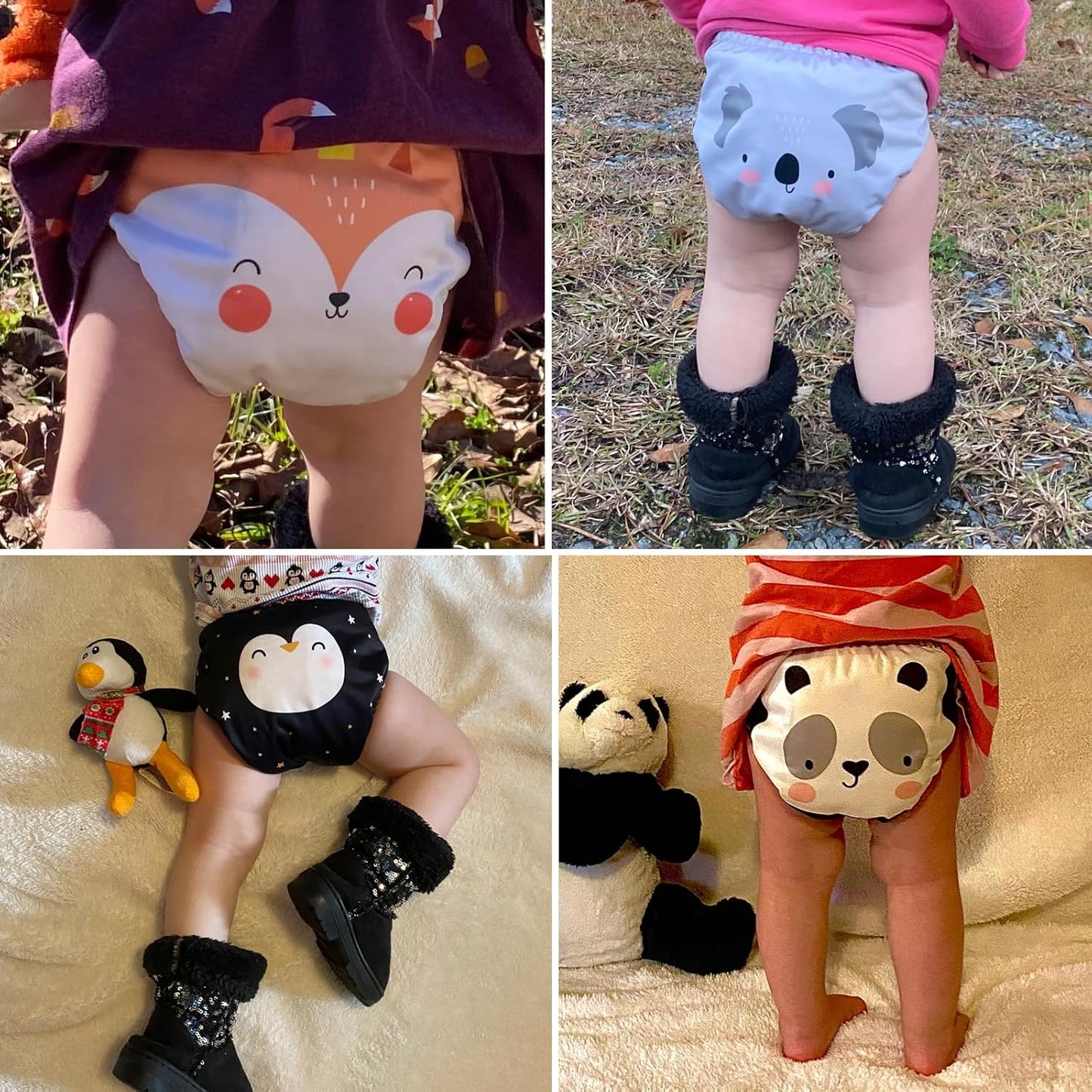 Mama Koala 3.0 Pocket Cloth Diapers for Babies with AWJ Lining, 6 Pack with 6 4-Layer Natural Cloth Diaper Inserts - Reusable and Washable Pocket Diapers(Hardworking Bees) - Colors B