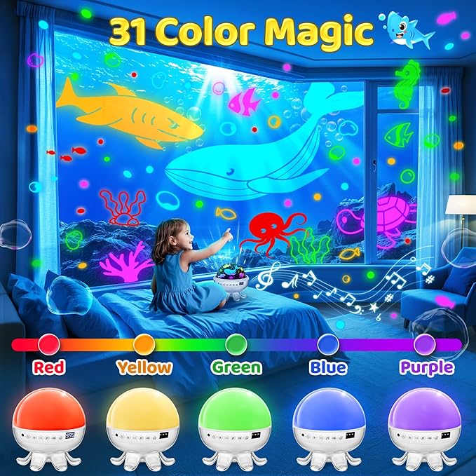 Baby Sound Machine for Kids Night Light Projector with Star, 30 Soothing Sounds White Noise Machine for Sleeping, 31 Color | 4 Films Baby Sleep, Remote+Timer+3 Brightness Baby Gifts for Boy Girl