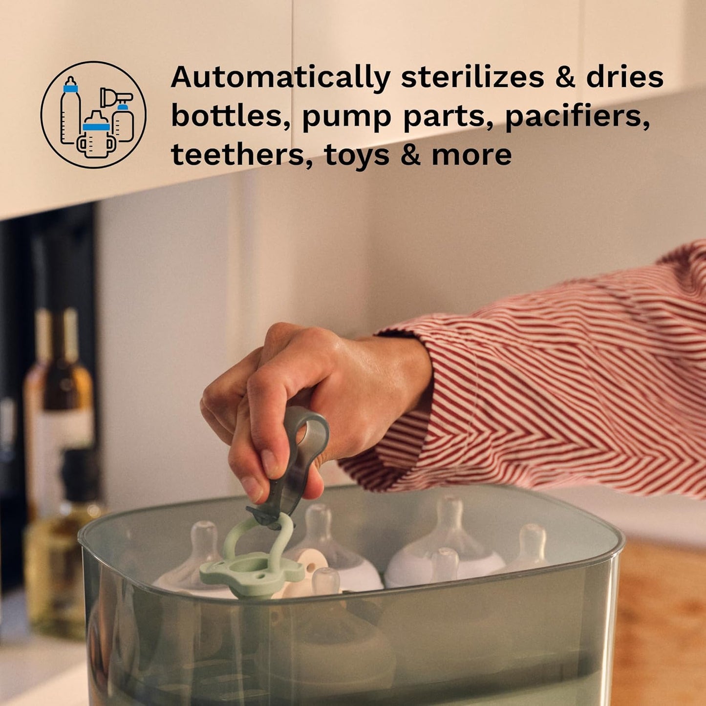Baby Brezza Bottle Sterilizer and Dryer Advanced – 33% Faster - Largest Capacity Steam Sanitizer - Universal Sterilization Machine for All Bottles + Pump Parts - HEPA Air Filter