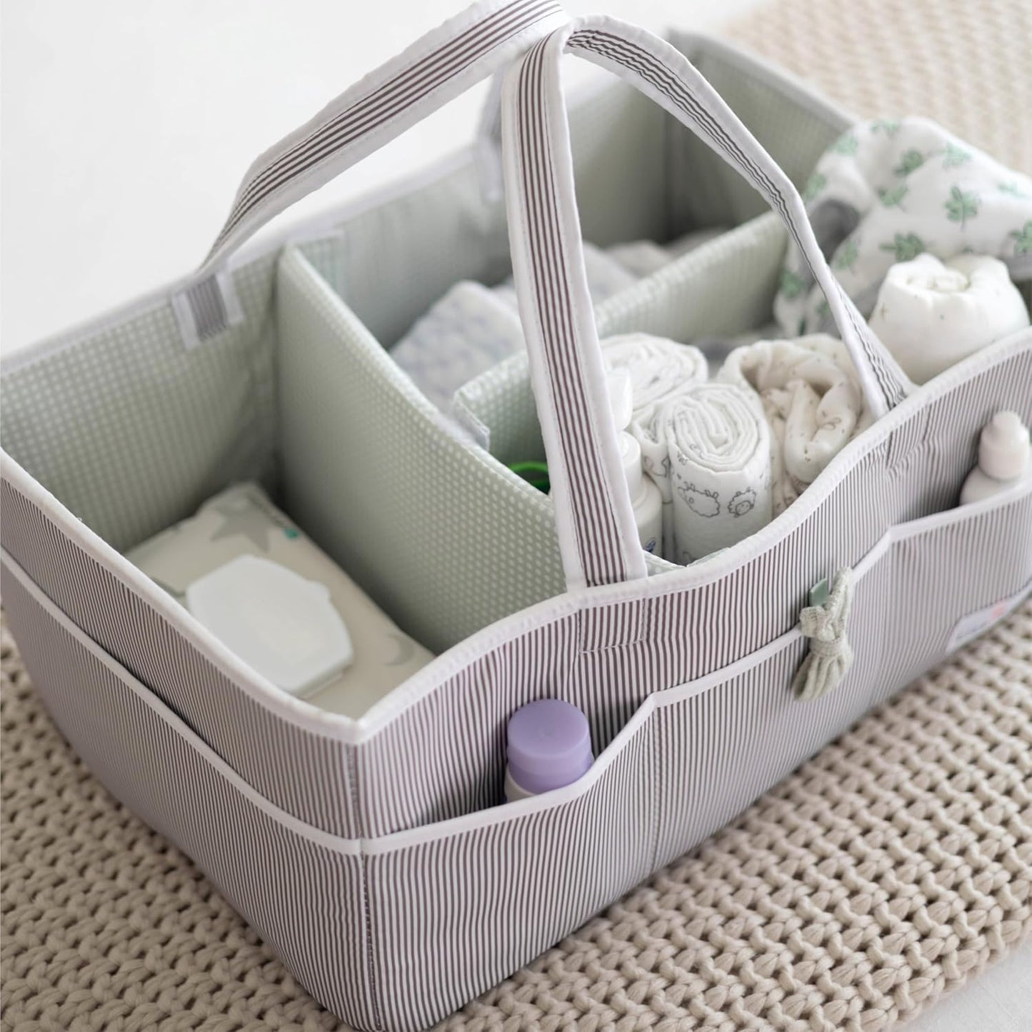 Lily Miles Baby Diaper Caddy Organizer - Large Tote Bag for Newborn essentials Boy or Girl - Baby Shower Basket - Nursery Must Haves - Registry Favorites - Newborn Caddie Car Organizer