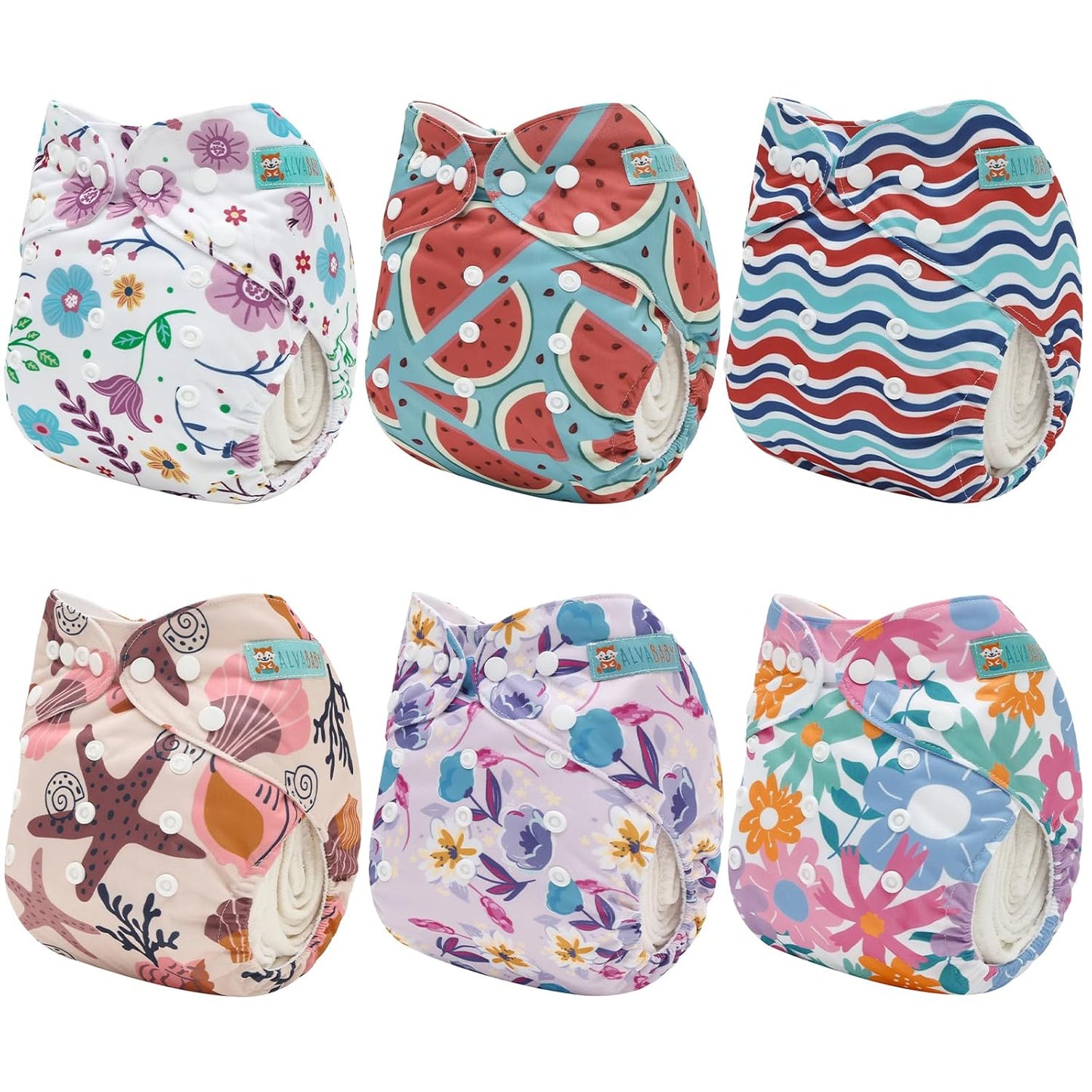 ALVABABY 12pcs Microfiber Inserts,Soft Cloth Diaper Liner,3-Layer Absorbent Inserts,Reusable for Baby Cloth Diapers 12T