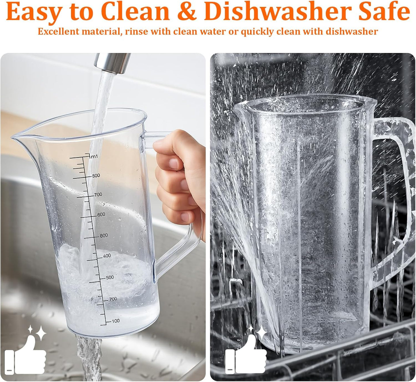 2 Pcs Mixing Pitcher for Drinks, 2 Quart/64oz Plastic Juice Pitcher with Lid, Angled Plastic Blades and Adjustable Mixer Plunger for Juice, Tea, Milk, Beverage Container